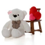 4 Feet White Big Teddy Bear with a Bow